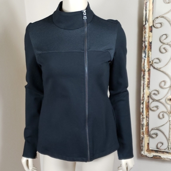 the base Jackets & Blazers - The Base Black Off Center Zip Jacket Sz M